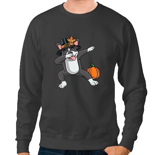 Dog Boston Terrier Dabbings Pilgrim Boston Terrier Thanksgiving Sweatshirts