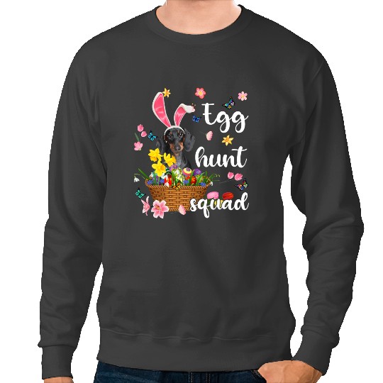 Wiener Happy Easter Day Easter Colorful Egg Hunt Dachshund Doxie Sweatshirts