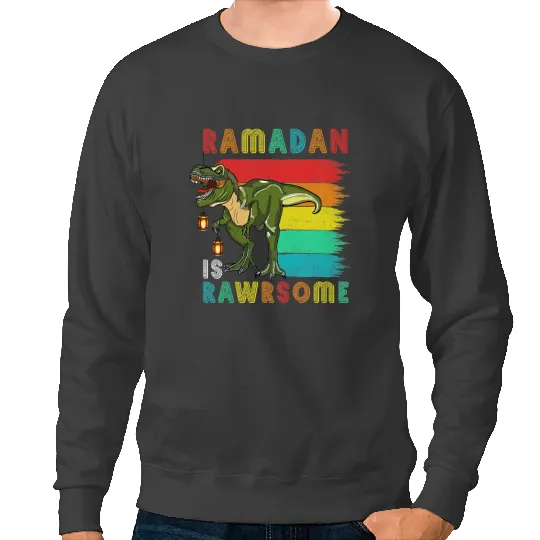 Dinosaur Dino Kids Ramadan Dinosaur Ramadan Is Rawrsome Ramadan Mubarak for Kid 1 Sweatshirts