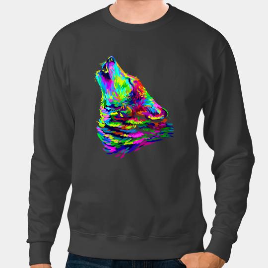 Wolves wolfs Realistic white wolfs realistic animal print with colors Coyote Coyote Sweatshirts