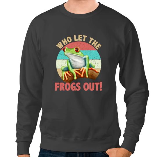 Frog Gift Retro Who Let The Frogs Out Fun Frog Passover Jewish Seder Sweatshirts