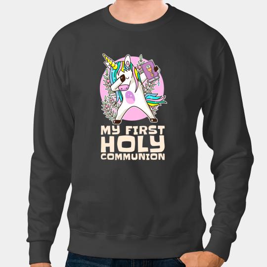 Unicorns Kids 1st Communion Dabbings Unicorns Catholic First Communion Sweatshirts