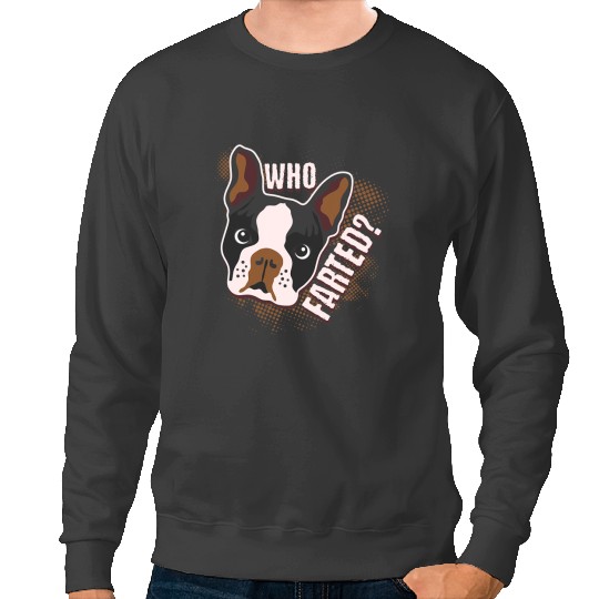 Dog Boston Terrier Who Farted Geeky Funny Dog Cat Lover Boston Terrier Sweatshirts