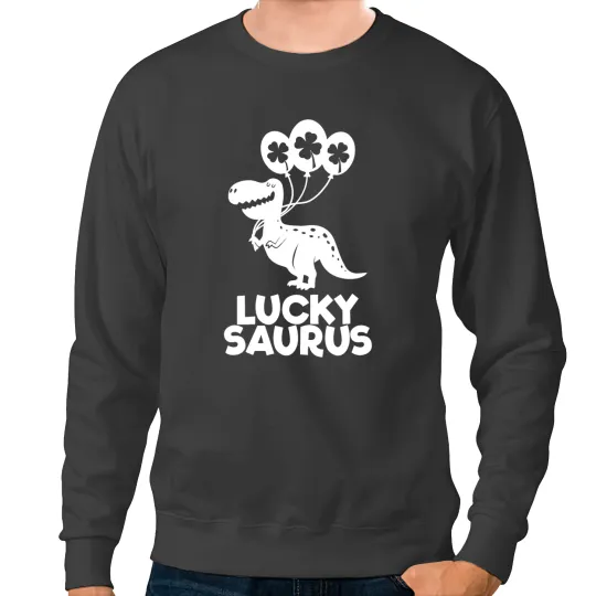 Dinosaur Dino Lucky Saurus St. Patricks Day Dinosaur Kids St Patricks Day Sweatshirts