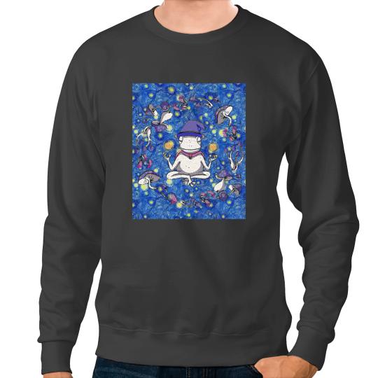 Frog Gift Starry Night Wizard Mystic Sweatshirts