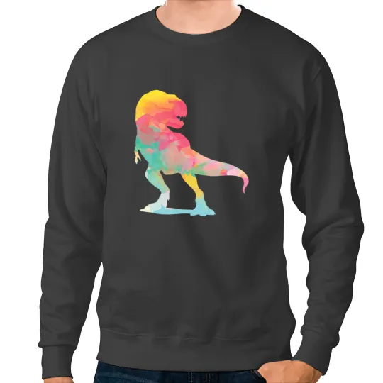 Dinosaur Dino Watercolor Reptiles Tyrannosaurus Paleontology Dinosaur 1 Sweatshirts