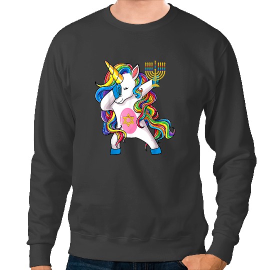 Unicorns Jewnicorn Funny Hanukkah Dabbings Unicorns Girl Women Pajamas Sweatshirts