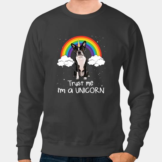 Pony Unicorns Rainbow Boston Terrier Trust Me Im A Unicorns Dog Ponies Sweatshirts