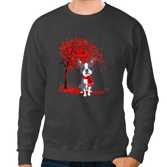 Dog Boston Terrier Cute Valentines Day Dog Dad Dog Mom Sweatshirts
