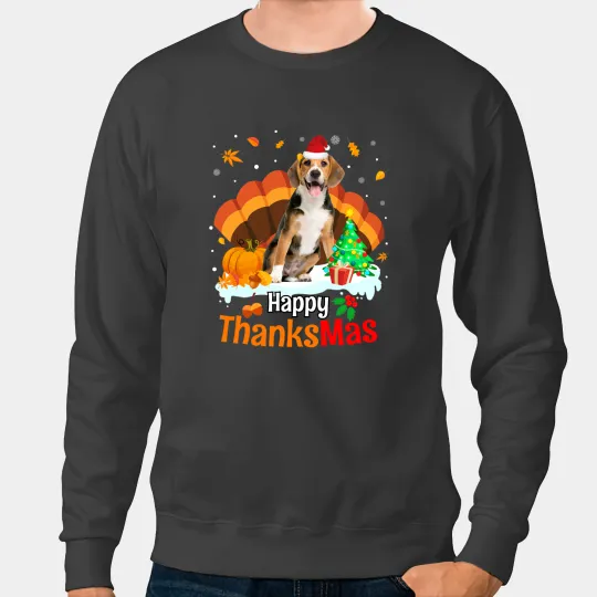 Thanksgiving Beagle Happy Christmas Beagle Thanksmas Sweatshirts