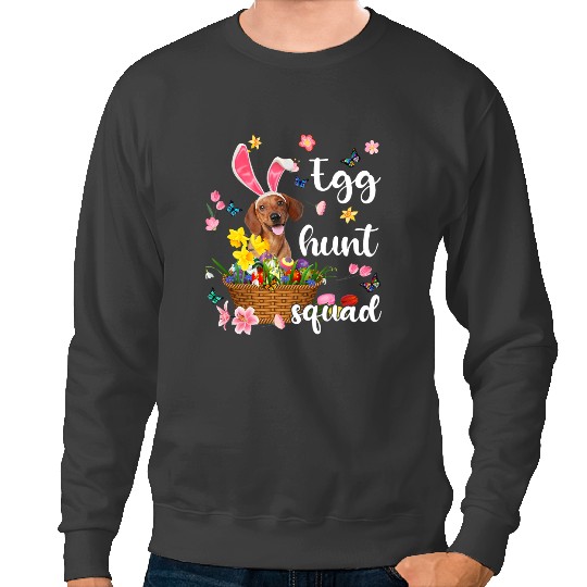 Wiener Happy Easter Day Easter Colorful Egg Hunt 2 Dachshund Doxie Sweatshirts
