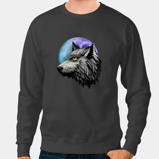Wolves wolfs Grey wolfs Hunting Ground Icy Moon Forest Galaxy 8 Coyote Coyote Sweatshirts