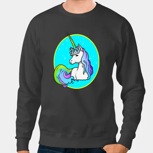 Unicorns Womens Beautiful Portrait Teal Sweatshirts