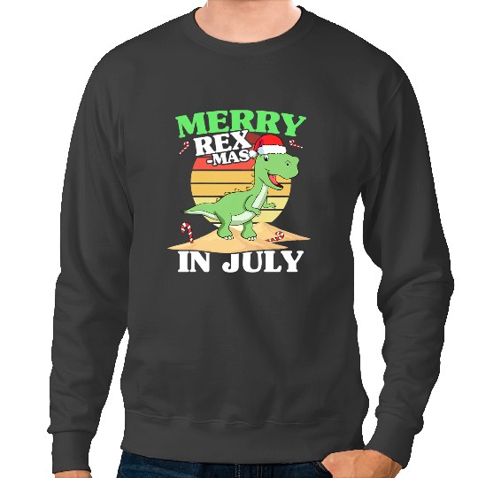 Dinosaur Dino Kids Merry Christmas In July Dinosaur xmass Party Toddler Boy Sweatshirts