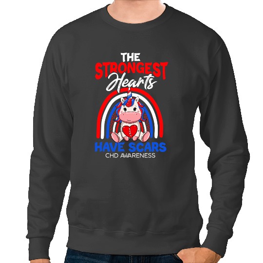 Unicorns The Strongest Hearts Have Scars CHD Awareness Cute Unicorns 2 Sweatshirts