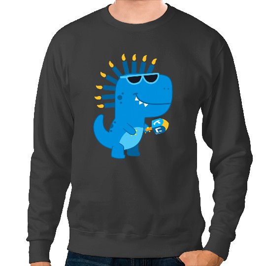 Dinosaur Dino Menorasaurus Funny Hanukkah Dinosaur Menorah Sweatshirts