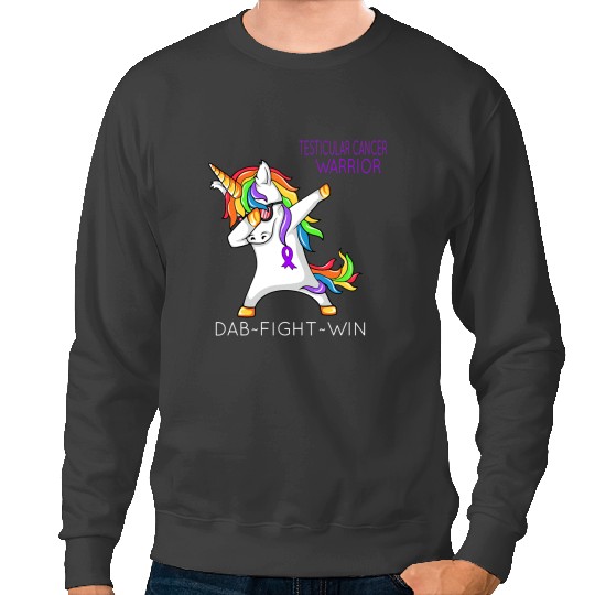 Unicorns Testicular Cancer Warrior Unicorns Dab Fight Win Sweatshirts