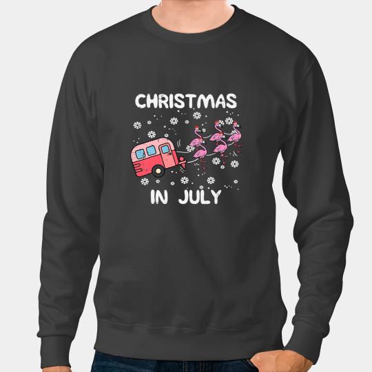 Pink Flamingo Christmas In July Flamingo Trailer Summer xmass Camp Camper Flamingos Sweatshirts