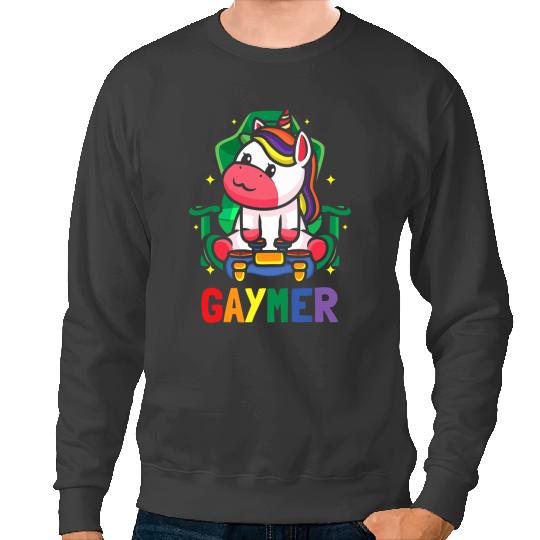Unicorns LGBTQ Gaming Lesbian Gamer Gaymer Unicorns Rainbow Sweatshirts