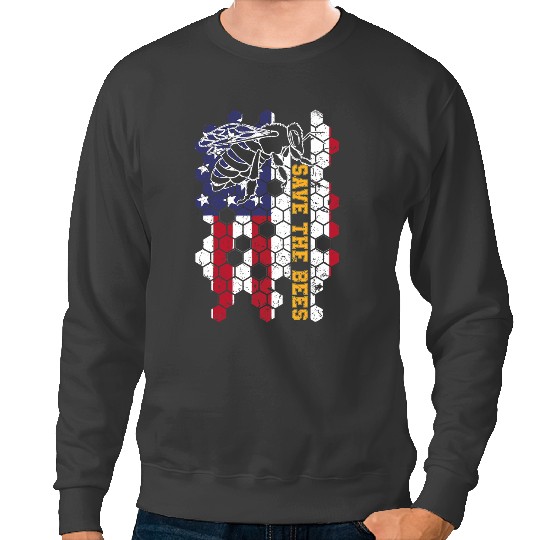 Bee Beekeeping Save The Bees Patriotic American Flag 4th of july Gift Bee 46 Beekeeper Sweatshirts
