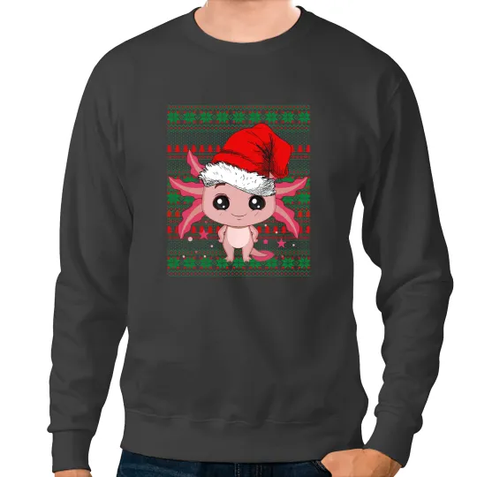 Axolotls Animals Ugly Christmas Santa Costume Salamander Christmas AxolotlsAxo Sweatshirts