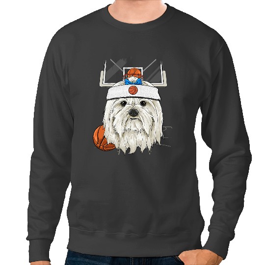 Basketball Gift Maltese Basketball Dog Lovers Basketball Player 383 Sweatshirts