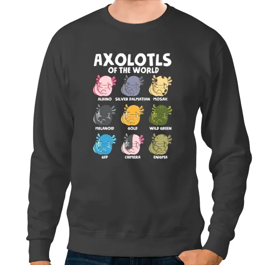 Axolotls Animals of The World Mexican Walking Fish Salamander Kawaii 3Axo Sweatshirts