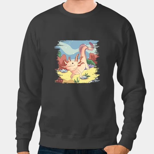 Axolotls Animals Salamander Mud Puppy Axolotlss Mexican Walking FishAxo Sweatshirts