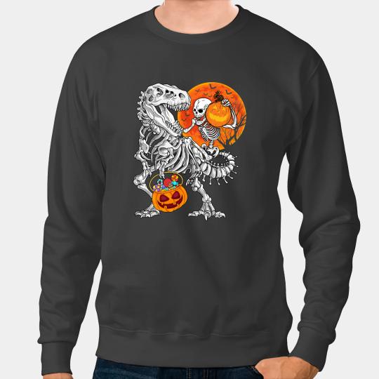 Dinosaur Dino Dino Skull T rex Halloween Funny Mummy Pumpkin Boys Sweatshirts