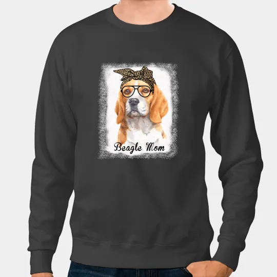 Beagle Dog Womens Beagle Mom Leopard Bleached Dog Pet Lover 129 Beagles Sweatshirts