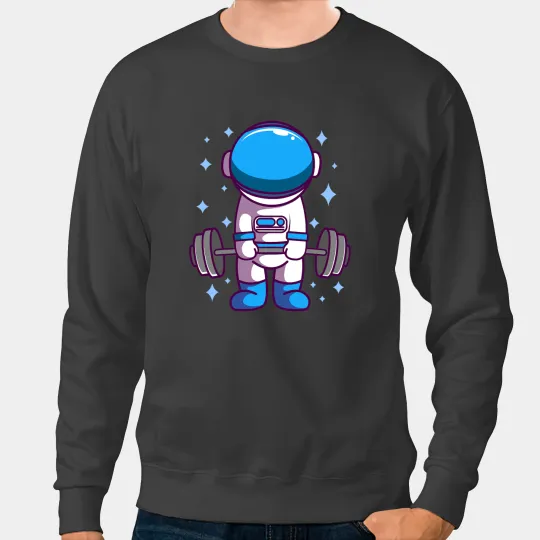 Astronauts Space Traveler Weightlifting Outer Space Fitness Astronaut Sweatshirts