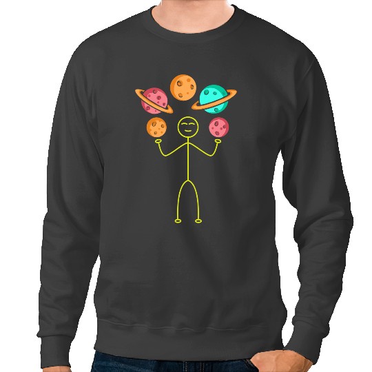 Astronauts Aerospace Stick Figure Juggling Planets Space Travel Sweatshirts
