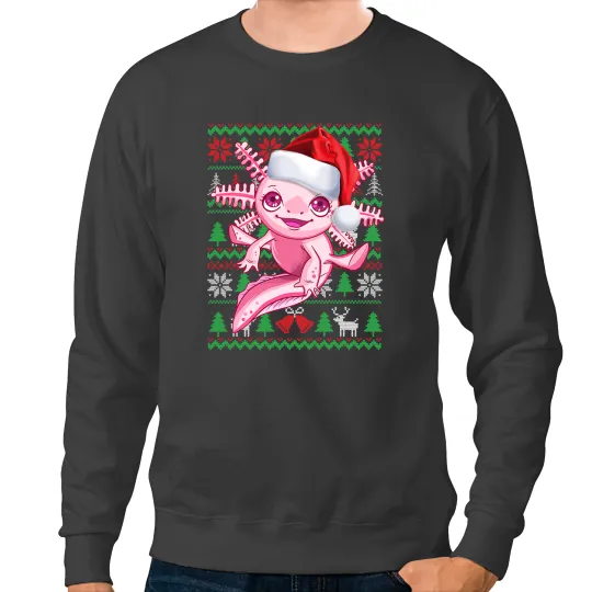 Axolotls Animals Ugly Christmas Santa Costume Salamander Christmas Axolotls 1Axo Sweatshirts