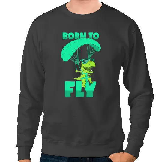 Dinosaur Dino Dino Skydiving Gift Paragliding TRex Flying Gliding Sweatshirts