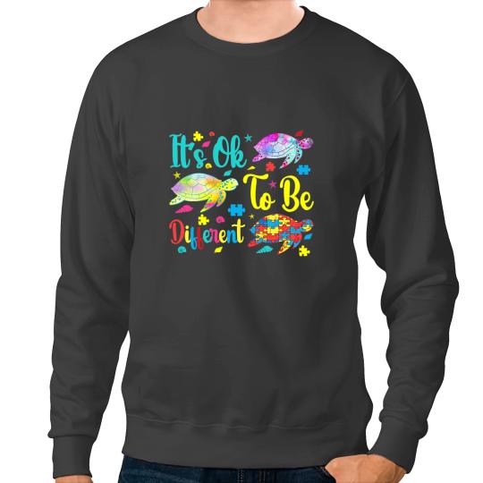 KV9 Turtle Autism Awareness Its Ok To Be Different Sea Turtle Meme Sweatshirts