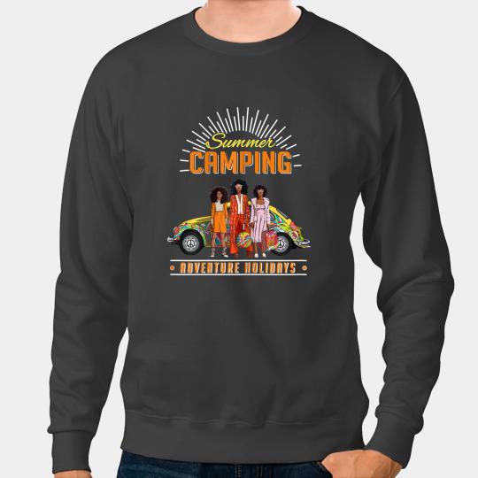 Camping Camp African American Girls GoNatural Hair Camper Sweatshirts
