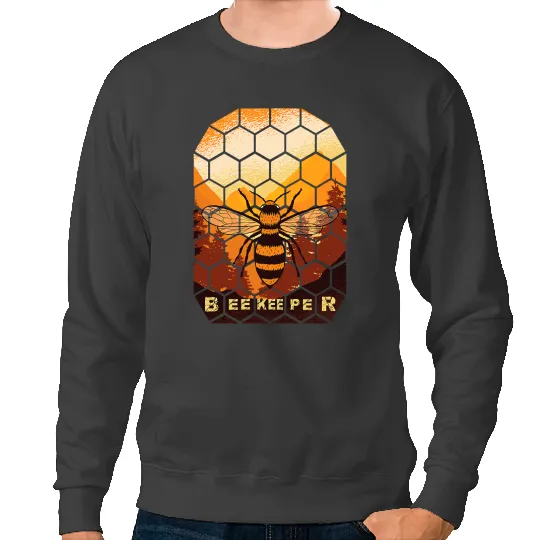 Bee Beekeeping on Honeycomb Honey Bee Beekeeper 201 Beekeeper Sweatshirts