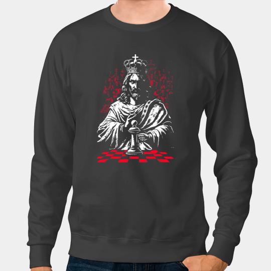 Christian Chess Board With Jesus As King Chess Piece Atheist Atheism Sweatshirts