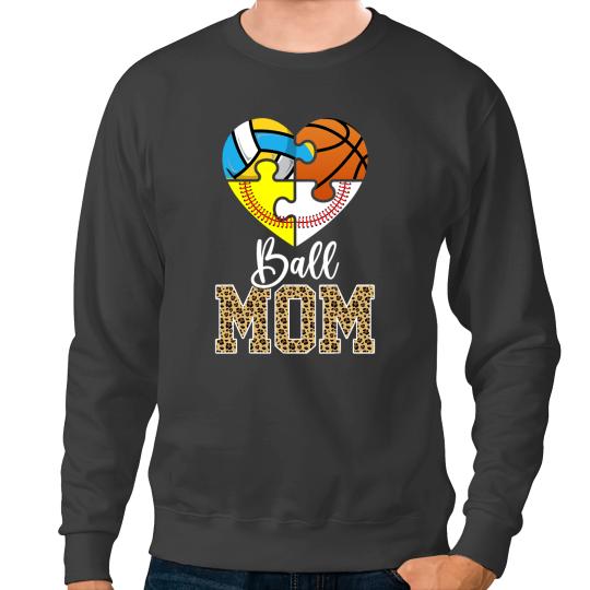 Baseball Gift Mom Funny Volleyball Baseball Softball Basketball Ball Funny Sweatshirts