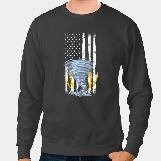 American Flag Tornado Patriotic Hurricane Meteorologist Sweatshirts