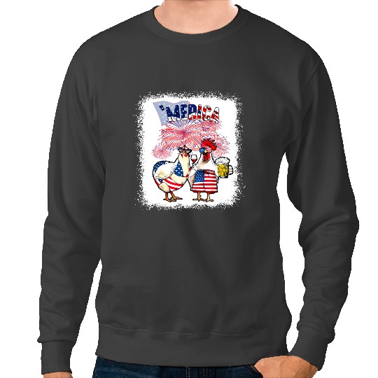 Chicken Poultry Merica 4th Of July American Flag Beer 57 Sweatshirts