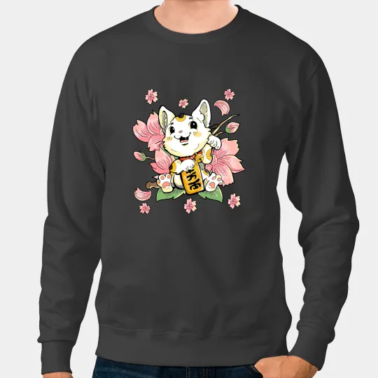 Cat Paws Kawaii Manekineko Japanese Anime Lucky Cat Feng Shui 128 Sweatshirts