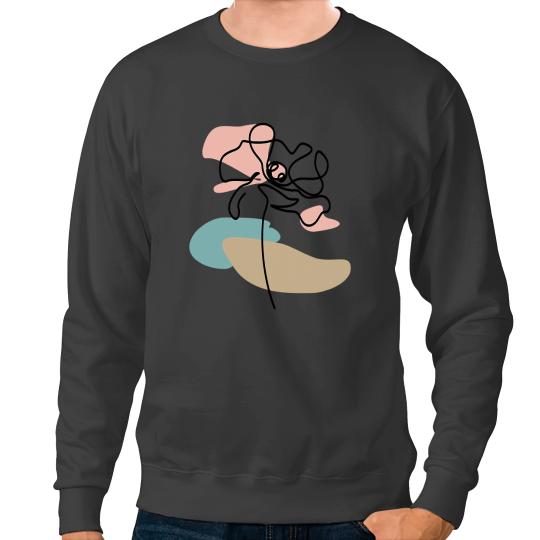 Abstract Poppies Line Drawing Paint Splatter Sweatshirts