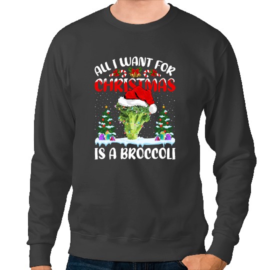 Funny Santa Hat All I Want For Christmas Is A Broccoli Sweatshirts