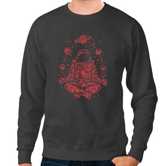 Astronauts Meditating Astronaut Planets Colorful Lotus Women Meditation 4 Sweatshirts