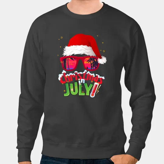Funny Christmas in July Summer Santa Sunglasses xmass 1 Sweatshirts