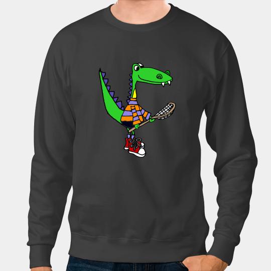 Alligator Animals Lacrosse Player Smileteessports Funny Alligator Playing LaCrosse LAX Crocodile Sweatshirts
