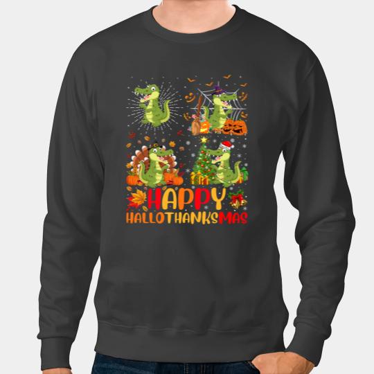 Alligator Animals Halloween Thanksgiving Christmas Alligator Hallothanksmas Crocodile Sweatshirts
