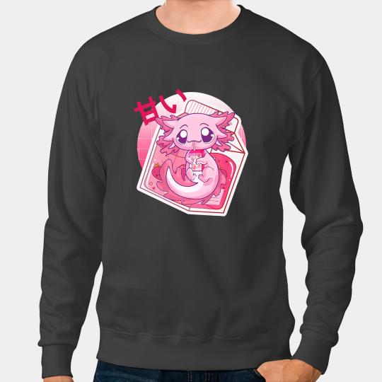 Axolotls Animals Kawaii Axolotls Strawberry Milk Japanese Anime Girlsnager 170Axo Sweatshirts