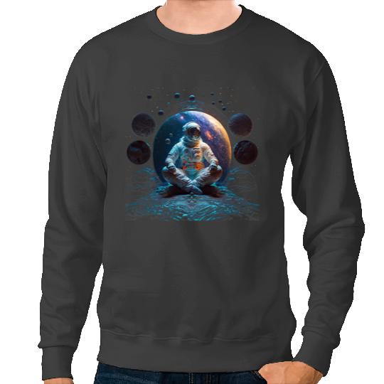 Astronauts Meditating Astronaut Planets Meditation Astral Travel 4 Sweatshirts